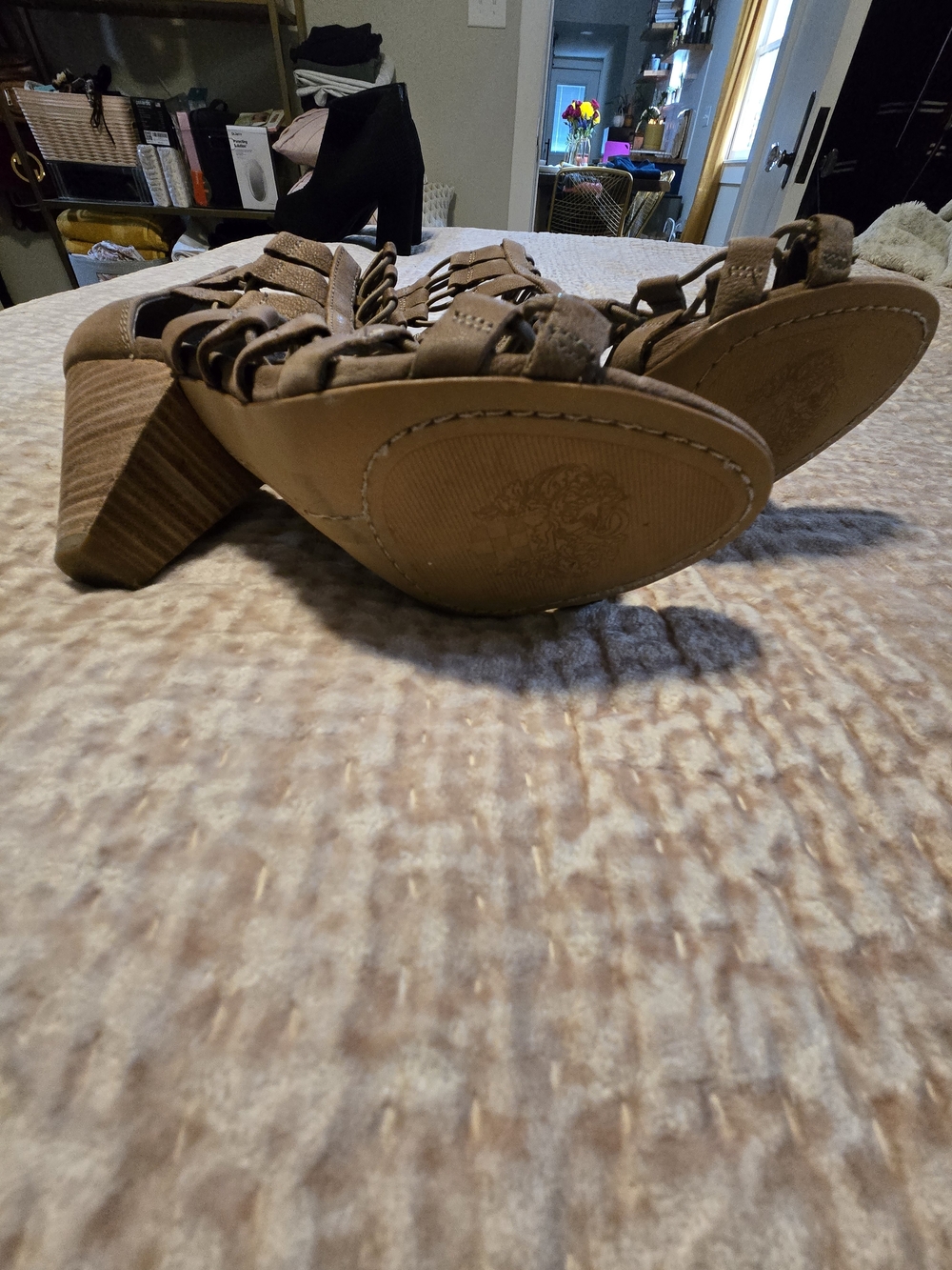 Vince Camuto Taupe Suede Lace-Up Gladiator Heels - Picture 5 of 5